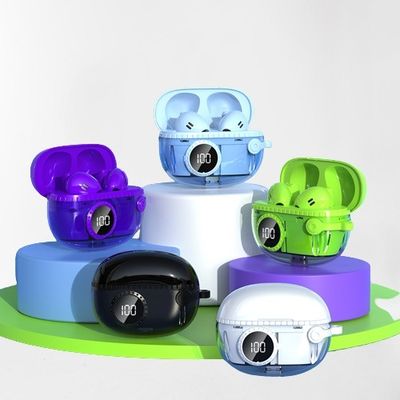 TWS 5.3 무선 귀기 장착 헤드폰, 강한 베이스와 스마트 터치 노이즈 캔슬링