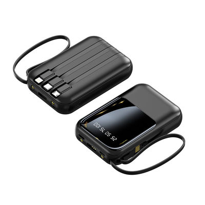 소켓 표준 10000mAh 미니 파워 뱅크 LED 디스플레이 전원 충전기 4 케이블