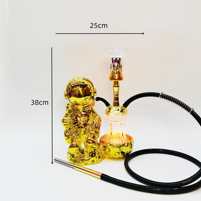 레진 38CM 호카 디자인 골드 화이트 알루미늄 1 튜브 LED 라이트와 함께 Shisha