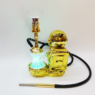 레진 38CM 호카 디자인 골드 화이트 알루미늄 1 튜브 LED 라이트와 함께 Shisha