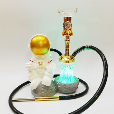 레진 38CM 호카 디자인 골드 화이트 알루미늄 1 튜브 LED 라이트와 함께 Shisha