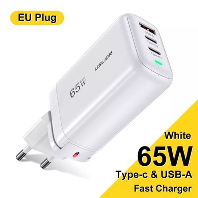 65W USB 타입 C GAN 벽 충전기 EU 플러그 빠른 충전용 노트북 및 휴대 전화