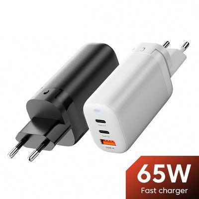 65W USB 타입 C GAN 벽 충전기 EU 플러그 빠른 충전용 노트북 및 휴대 전화