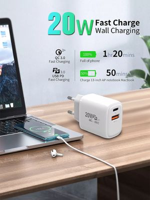 20W PD 스마트 워치 및 여러 전화기 A C 전원 소켓 홈용 빠른 충전 어댑터