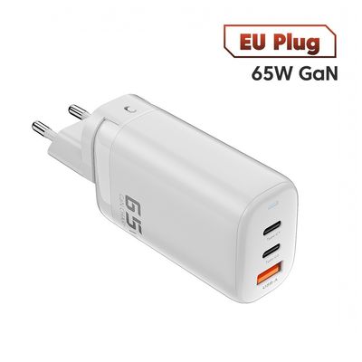 65W GaN 3 포트 USB 타입-c 여행 어댑터