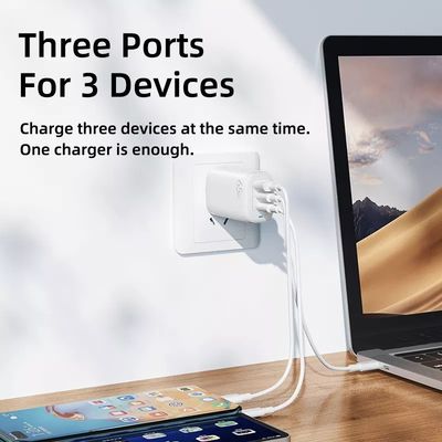 65W GaN 3 포트 USB 타입-c 여행 어댑터