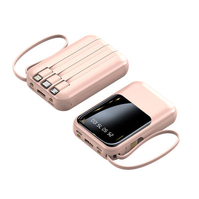 소켓 표준 10000mAh 미니 파워 뱅크 LED 디스플레이 전원 충전기 4 케이블