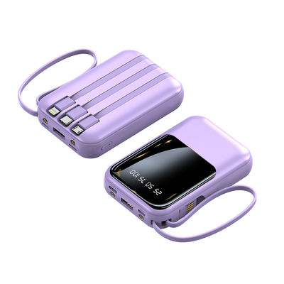 소켓 표준 10000mAh 미니 파워 뱅크 LED 디스플레이 전원 충전기 4 케이블