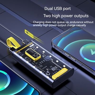 TYPE-C 입력 인터페이스 파워뱅크 투명 10000mAh 모바일 전원 공급 장치 아이폰 15 14