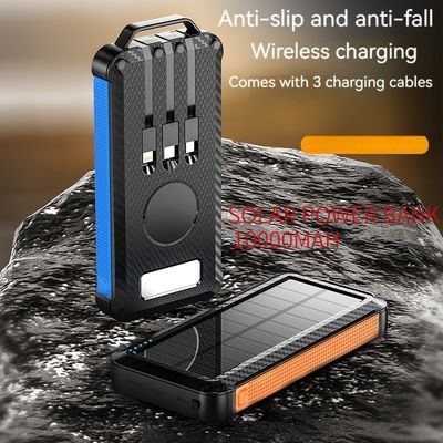 리 폴리머 배터리 태양광 전력 은행 아이폰 15 무선 충전 및 야외용 10000mAh