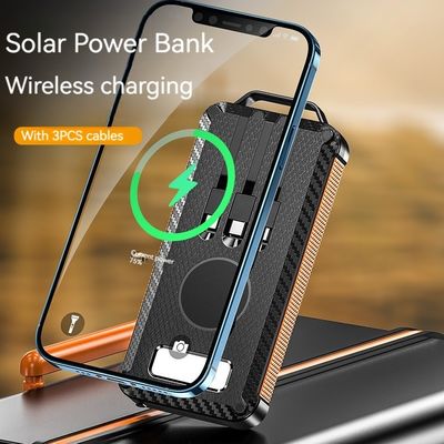 리 폴리머 배터리 태양광 전력 은행 아이폰 15 무선 충전 및 야외용 10000mAh