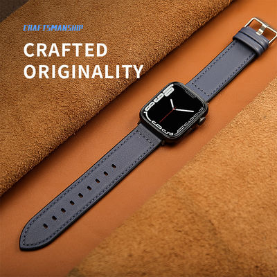 22mm 실리콘 가죽 시계 스트랩 iWatch 시리즈 6 5 4 3 2 1 SE 고급스럽고 내구성