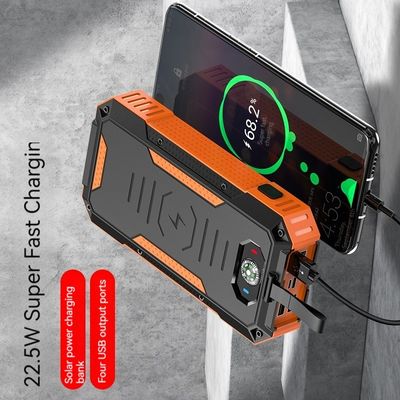 무선 충전 야외 전력 뱅크 30000mAh 22.5W 태양 전지 패널과 높은 용량