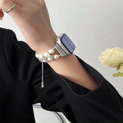 OEM ODM 여성 금속 다이아몬드 보석 팔찌 손목밴드 패션 핸드메이드 시계 스트랩 iWatch 시리즈 8 7 6 5 4 3 2 1
