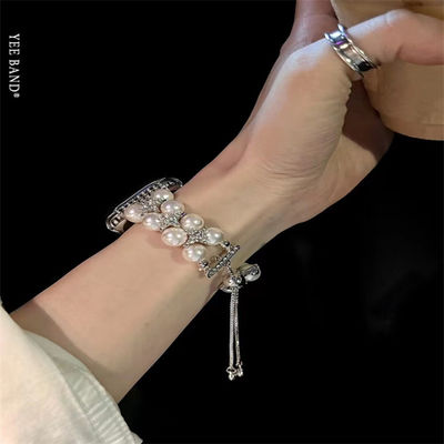 OEM ODM 여성 금속 다이아몬드 보석 팔찌 손목밴드 패션 핸드메이드 시계 스트랩 iWatch 시리즈 8 7 6 5 4 3 2 1