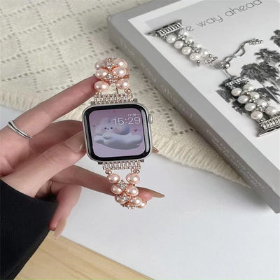 OEM ODM 여성 금속 다이아몬드 보석 팔찌 손목밴드 패션 핸드메이드 시계 스트랩 iWatch 시리즈 8 7 6 5 4 3 2 1